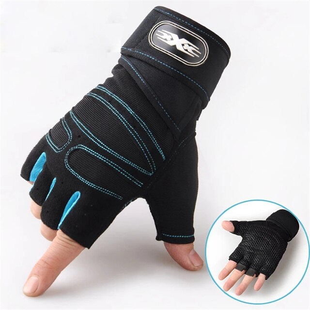 Gym handsker fitness vægtløftning handsker bodybuilding træning sport motion sport træning handske til mænd kvinder m / l / xl: Himmelblå / L