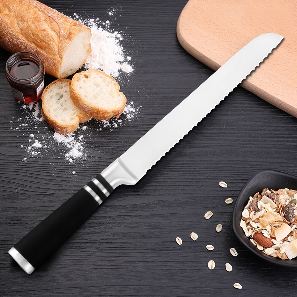 Japanese Chef Kitchen Knives Set 6PCS 8'' Slicing Bread 7'' Santoku 5'' Utility 3.5'' Paring Knife Full Tang Blade Slicer Tool