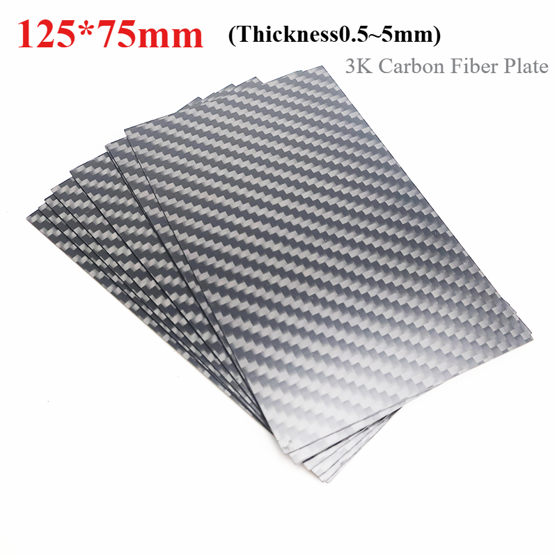 3Pcs 125mm X 75mm Real Carbon Fiber Plate Panel Sheets 0.5/ 1/ 1.5/ 2/ 3mm 4mm 5mm Thickness Composite Hardness Material Cutting