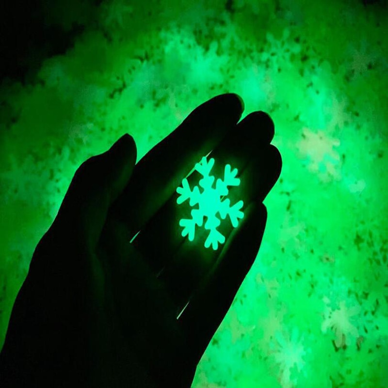 50Pc 3D Sneeuwvlok Lichtgevende Muurstickers Voor Thuis Kinderkamer Slaapkamer Kerst Decoratie Fluorescerende Lichtgevend In Het Donker