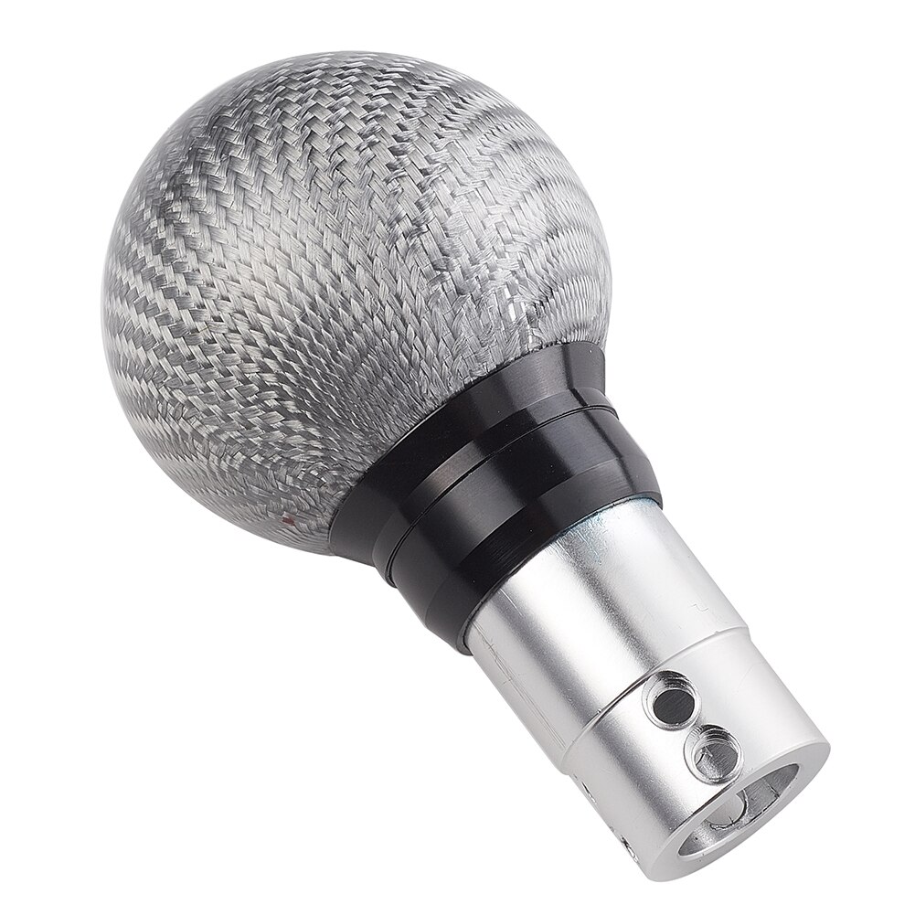 Genuine Carbon Fiber AT CVT Shift Knob with Selector Button Automatic Gearstick Shifter Gear Knob Lever Handle Ball: Silver