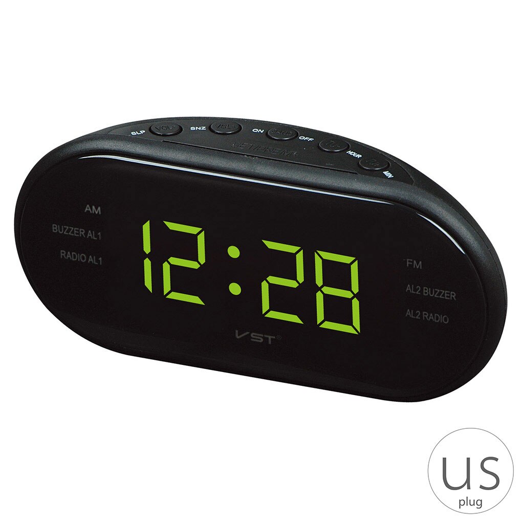 AM/FM LED Clock Electronic Desktop Alarm Clock Digital Table Radio Home Office Supplies Snooze Function Alarm Clock: 08 US Plug