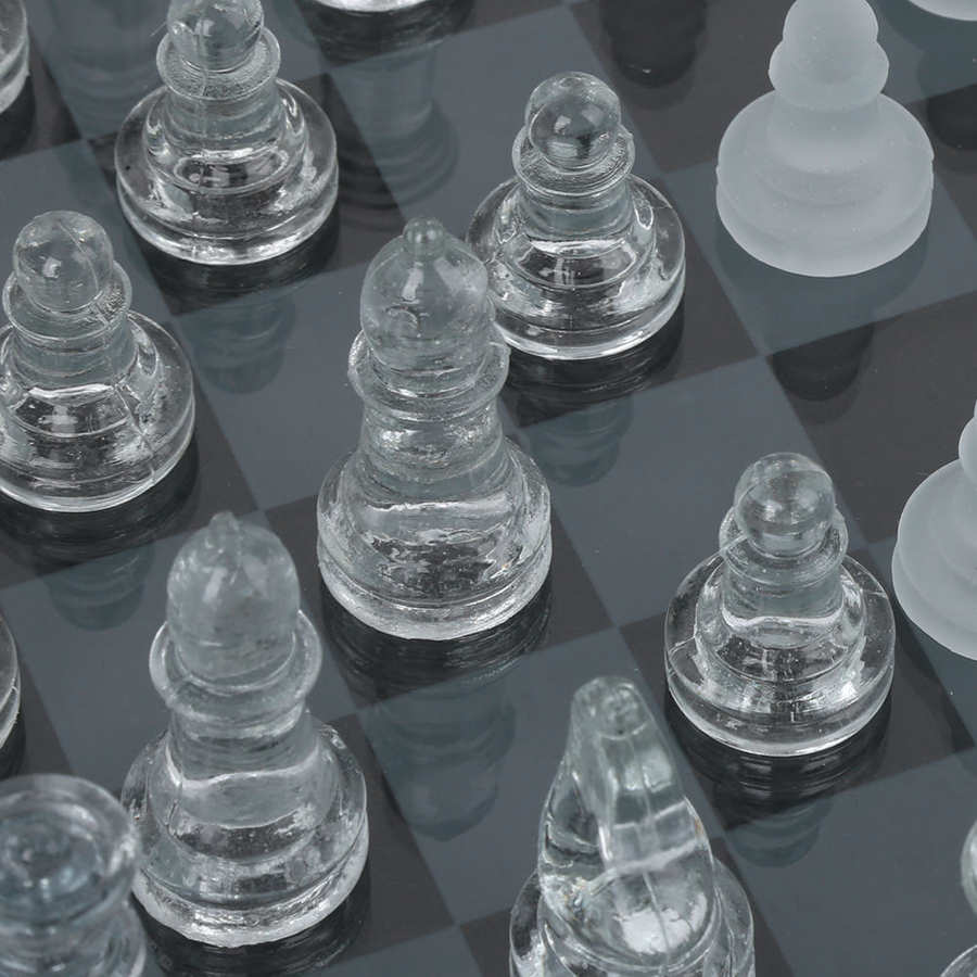 Anti-brudt krystalskak kedeligt polsk krystal internationalt skak 1 skakbræt og 32 skakskakur 25cm