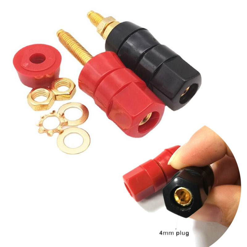 Conector Banana para amplificador, clavija para clavija, conectores de bricolaje, color rojo y negro, poste de encuadernación para altavoz, 1 a 5 unidades
