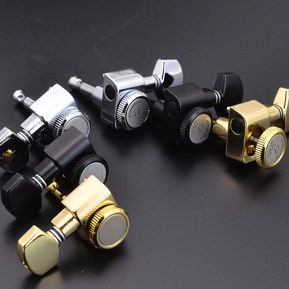 1 Set 6/7/8 corde senza chiusura a vite teste per chitarra sigillate accordatori per chitarra nero/oro/argento cromato