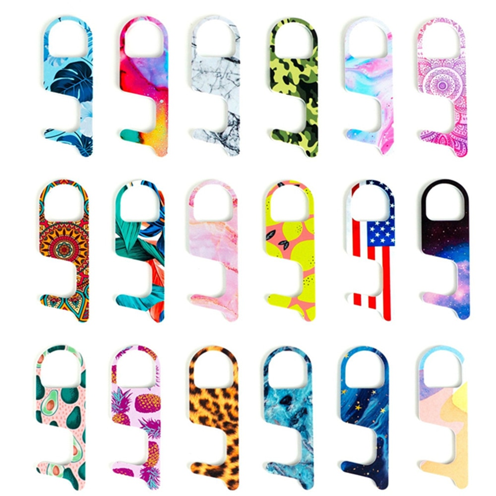 1PC EDC Door Opener Safety Portable Contactless Key Chain Public Press Elevator Button Hygiene Hand Door Handle Tool