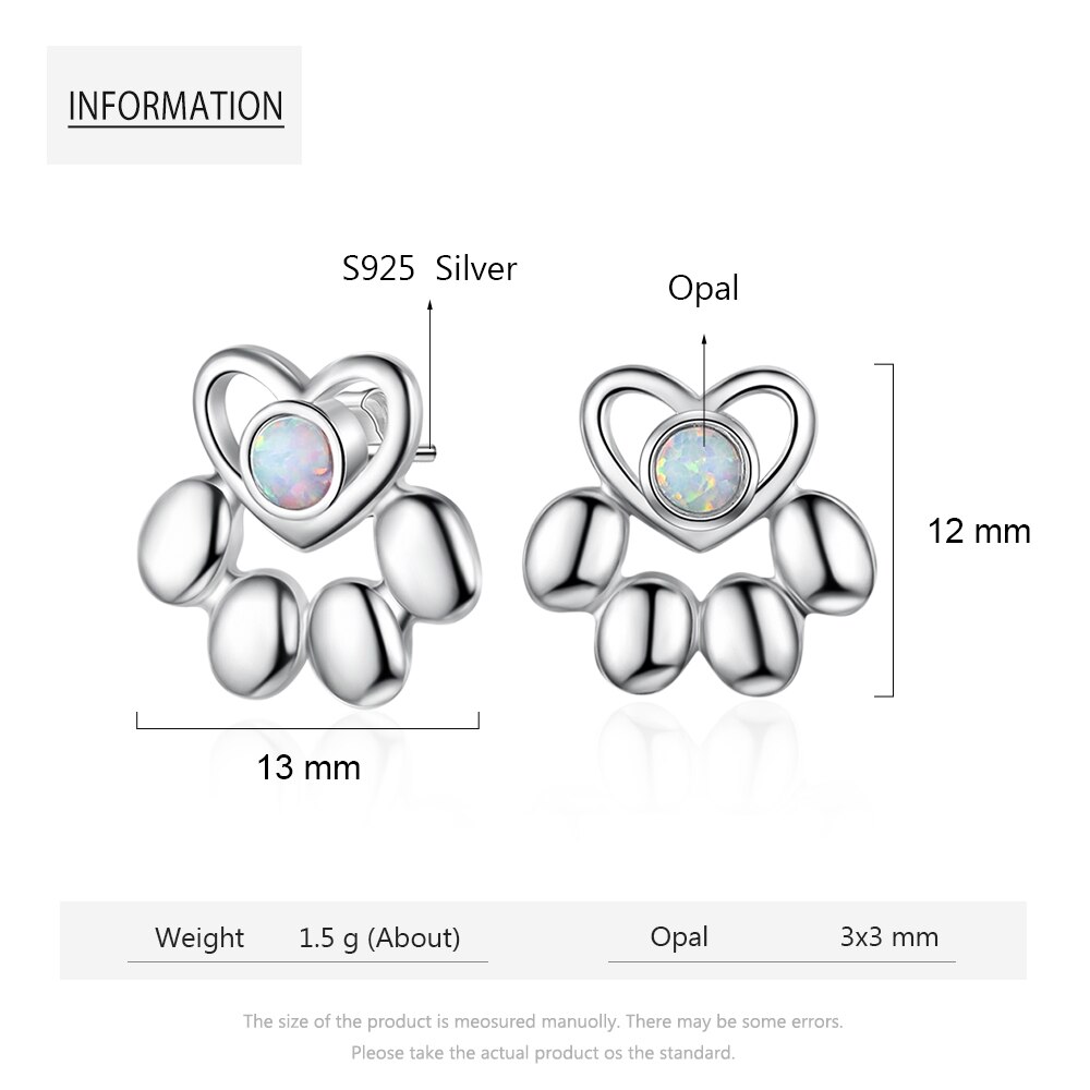 Femmes ensembles de bijoux colliers boucles d'oreilles mignon patte colliers pendentif Animal chien empreintes boucles d'oreilles opale bijoux (Lam Hub Fong)