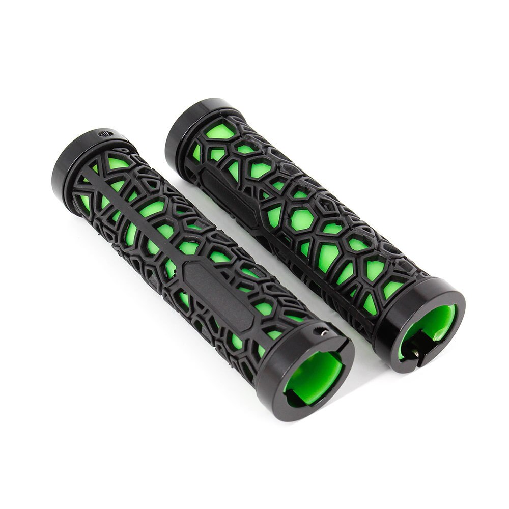 Dual Lock-On Bike Grips Fietsstuur Grips Voor Mountain Fiets Stuur Mtb Locking Uiteinden Fixie Bmx: Green