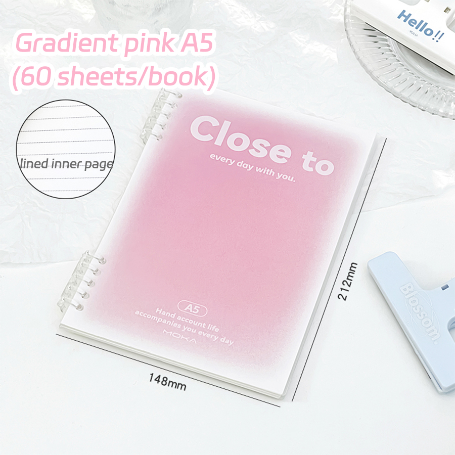 Loose-leaf Notebook Gradient Color Five-hole Detachable Lined Notepad A5/B5 Simple Ins Student Stationery School Office Supplies: Blue