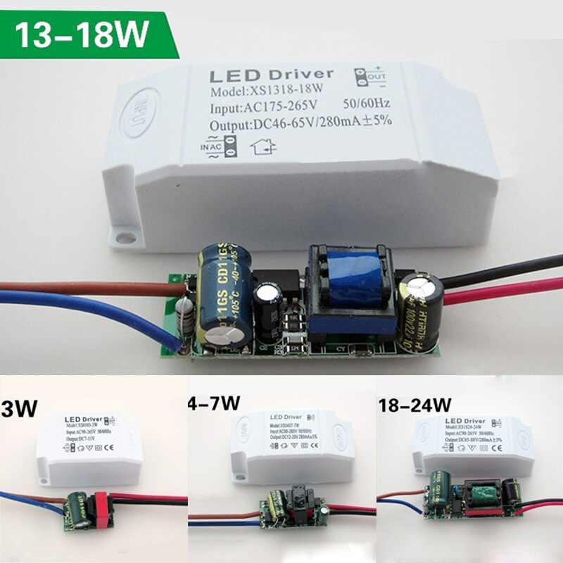 Ac90 ~ 265v 3 ~ 24w ledet driver strømforsyning adaptere transformer til led lys kit