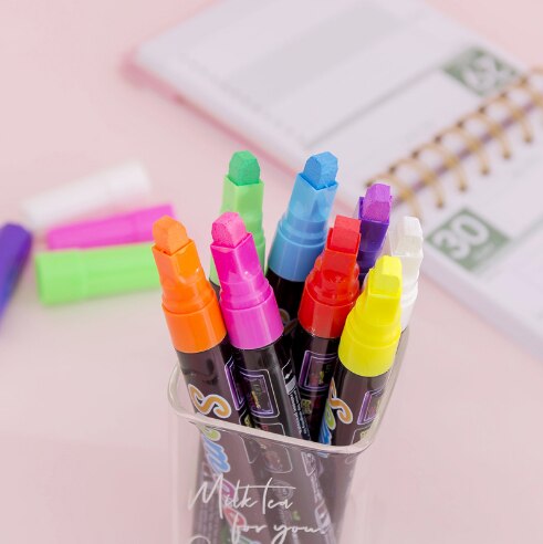 8 piezas de tiza líquida borrable resaltador fluorescente rotulador colorido arte pintura para pizarra LED escuela