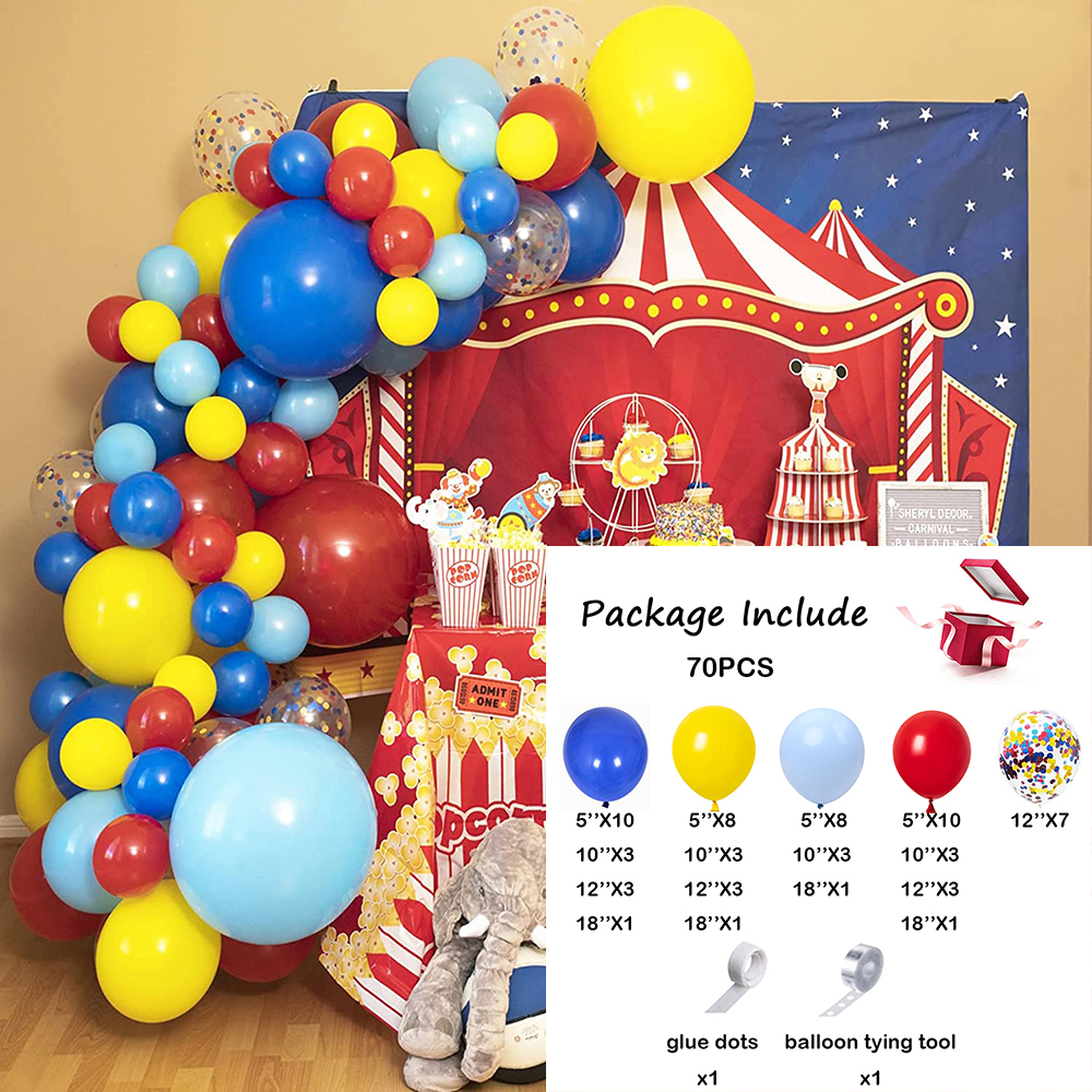 Guirlande de ballons de cirque de carnaval en arc, Kit de confettis rouge bleu jaune, jouet en feuille d'étoile, décoration de fête d'anniversaire arc-en-ciel: iridescent