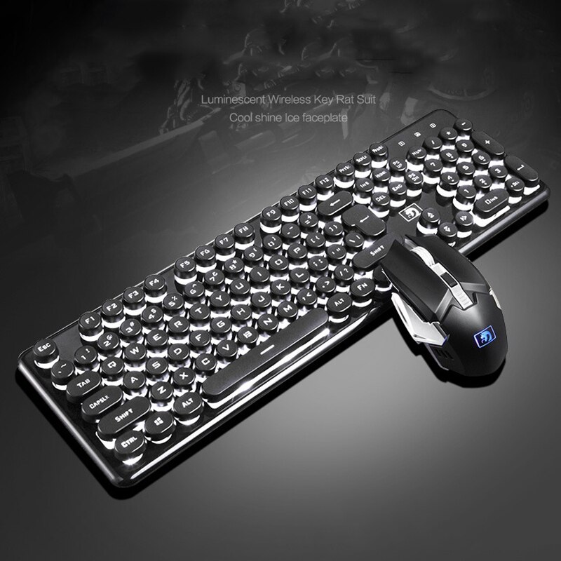 Wireless Gaming Keyboard and Mouse Combination Rechargeable Backlit Mechanical Keyboard with 2400DPI Gaming Mouse