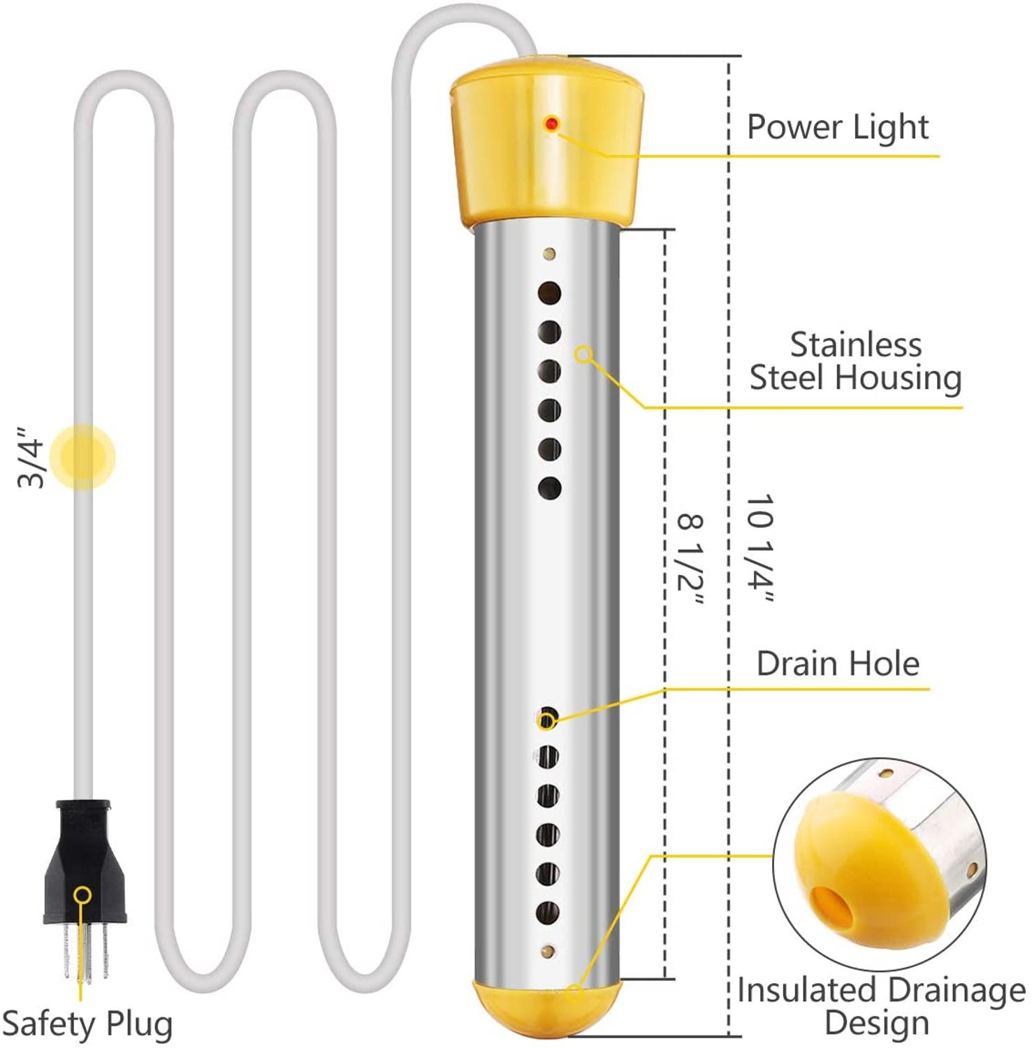2000W Floating Electric Heater Boiler Water Heating Element Portable Immersion Suspension Bathroom Swimming Pool AU/EU/UK Plug