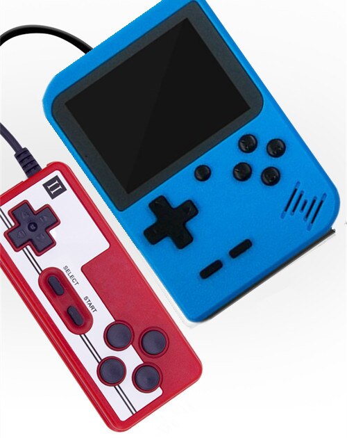 Retro Portable Mini Game players 3.0 Inch Handheld Video Game Consoles AV Out Connect TV HD Screen Two Players For Childhood: Blue with Gamepad