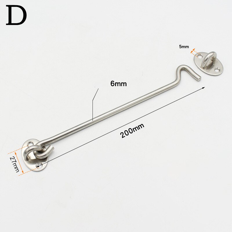 Door Bolt Stainless Steel Window Sliding Door Latch Cabin Hook And Eye Latch Lock Shed Gate Door Catch Silent Holder: 4