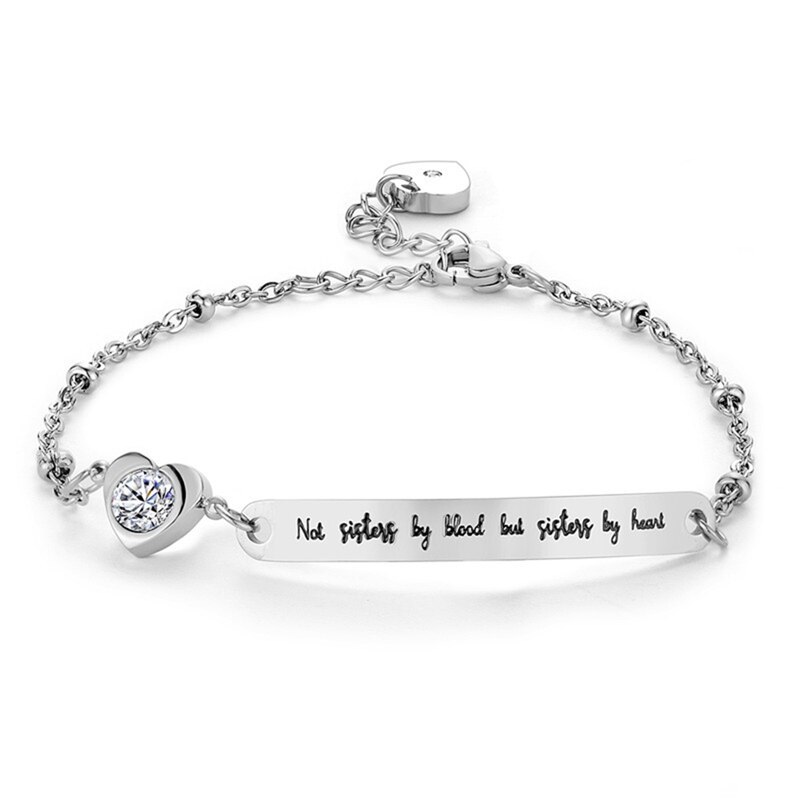 Rvs Beste Vrienden Armband Vriend Sieraden Vriendschap &quot;Niet Zusters Door Bloed Maar Zusters Door Hart&quot;: SV