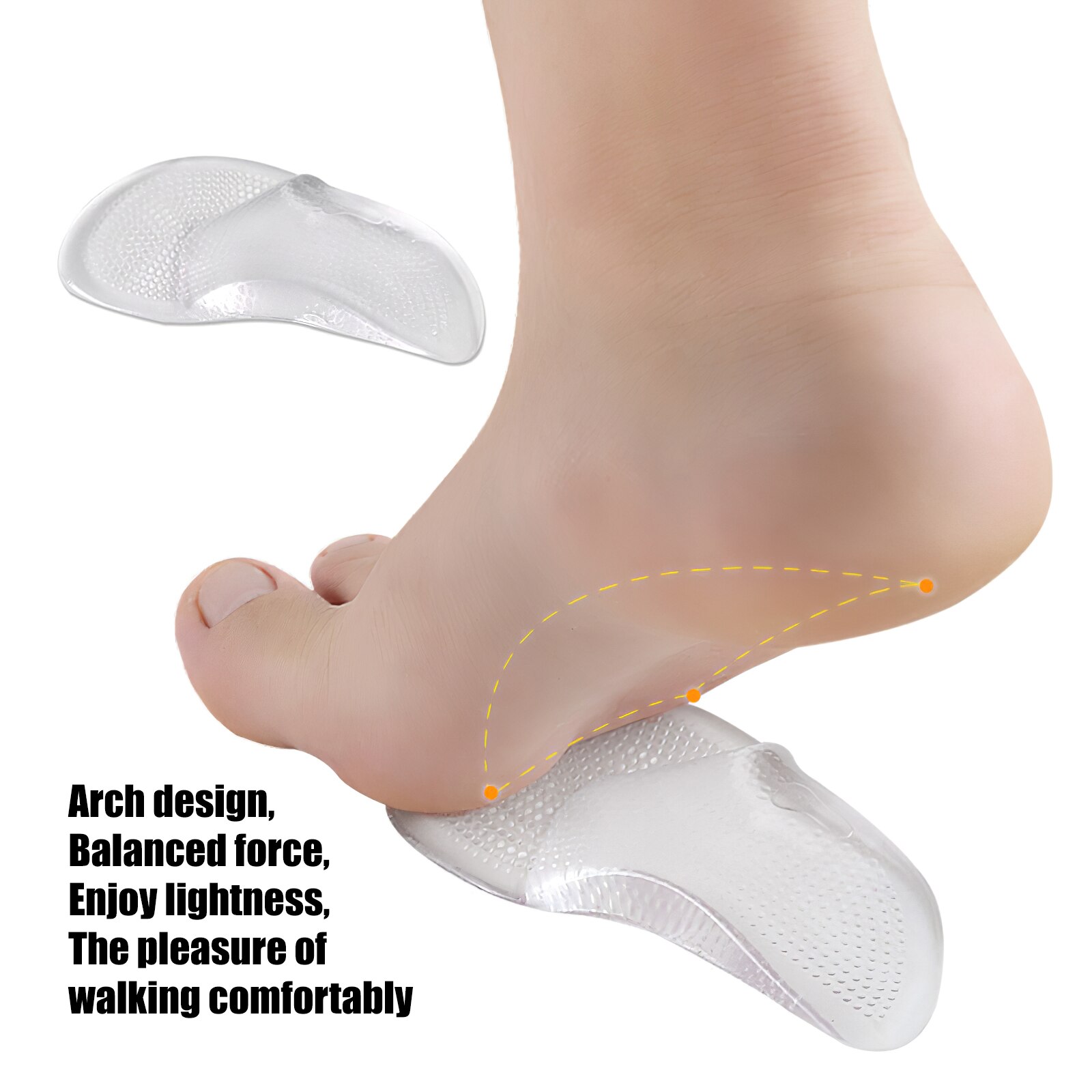 3 Pairs Arch Foot Support Soft Plantar Fasciitis Insoles Non-Deform Foot Arch Inserts Heel Support Cushions Pads for Women Men