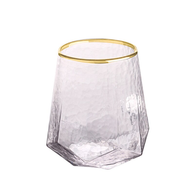 Verre à vin moderne verre à diamant martelé | Flacons de coupe créative, liqueur tasse de Champagne, verre à bord en or, vaisselle pour décoration de la maison du Bar: Rose