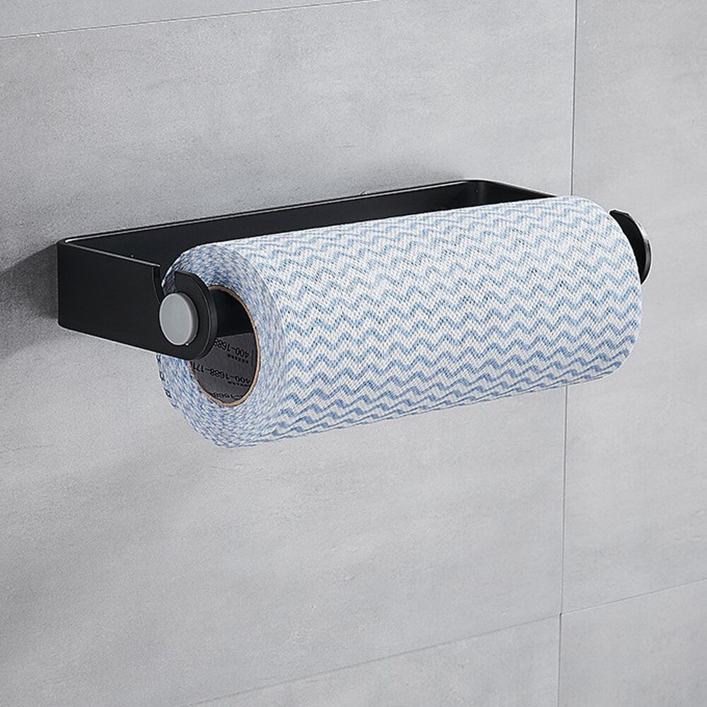 Fri-punch køkken papirholder badeværelse håndklædeholder plads aluminium rulle papirholder køkken plastfolie holder