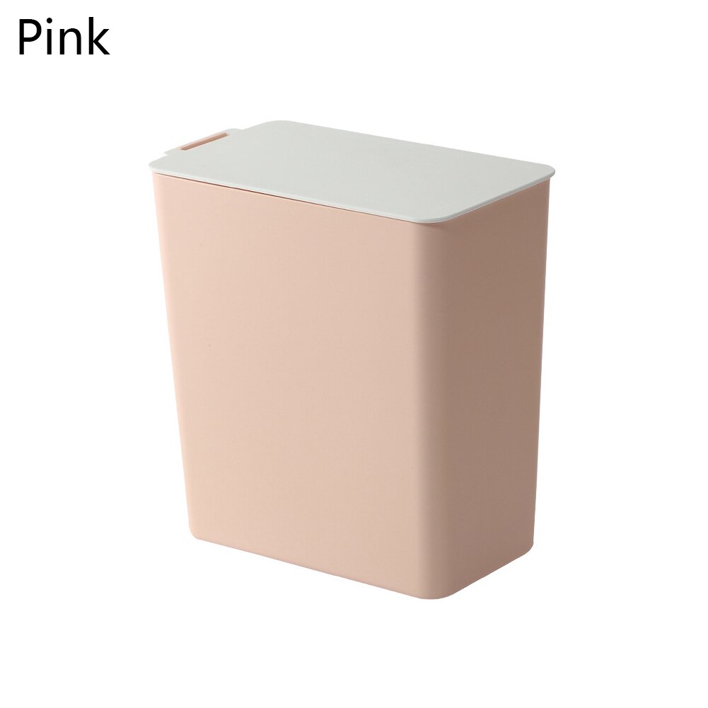 Boîte de rangement de bureau avec couvercle | Mini corbeille à ordures de bureau avec couvercle de Table poubelle en plastique de bureau à domicile boîte de rangement de bureau poubelle boîte de seau pour articles divers: pink