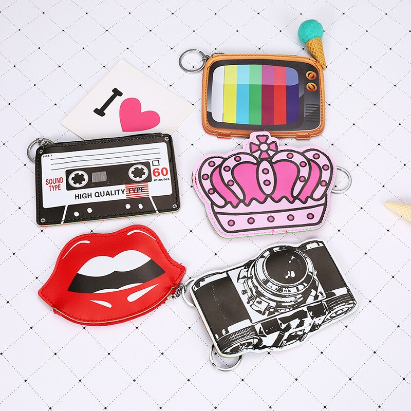 Dessin animé Mini porte-monnaie petit zéro portefeuille pochette porte-clé femmes enfants filles Kawaii porte-carte d'argent changement sacs à main 5 pièces