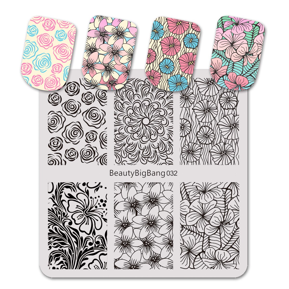 BeautyBigBang 6CM Nail Stamping Plates Striped Cute Cat Image Stainless Steel Template Nail Art Stamp Plate 041: 32