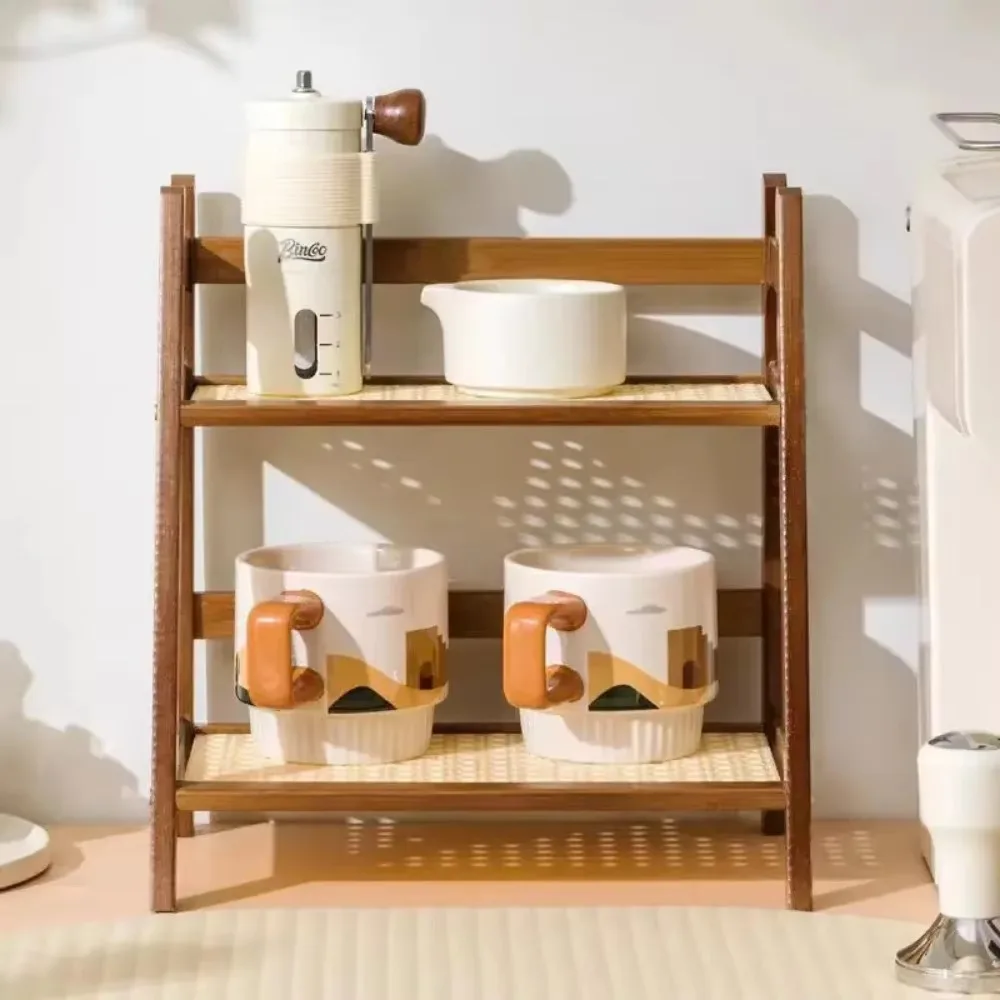 Dubbellaags bamboe rek 2-laags desktop organizer displayrekken kantoorbenodigdheden kantooropslag make-up organisatie voor ijdelheid