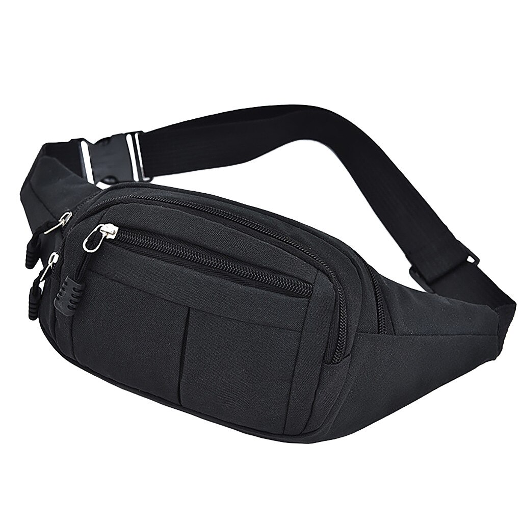 Heuptas Vrouwen Drie Ritsvak Mannen Sport Reizen Telefoon Borst Handtas Unisex Fanny Pack Dames Pack Belly Tassen Portemonnee: Black