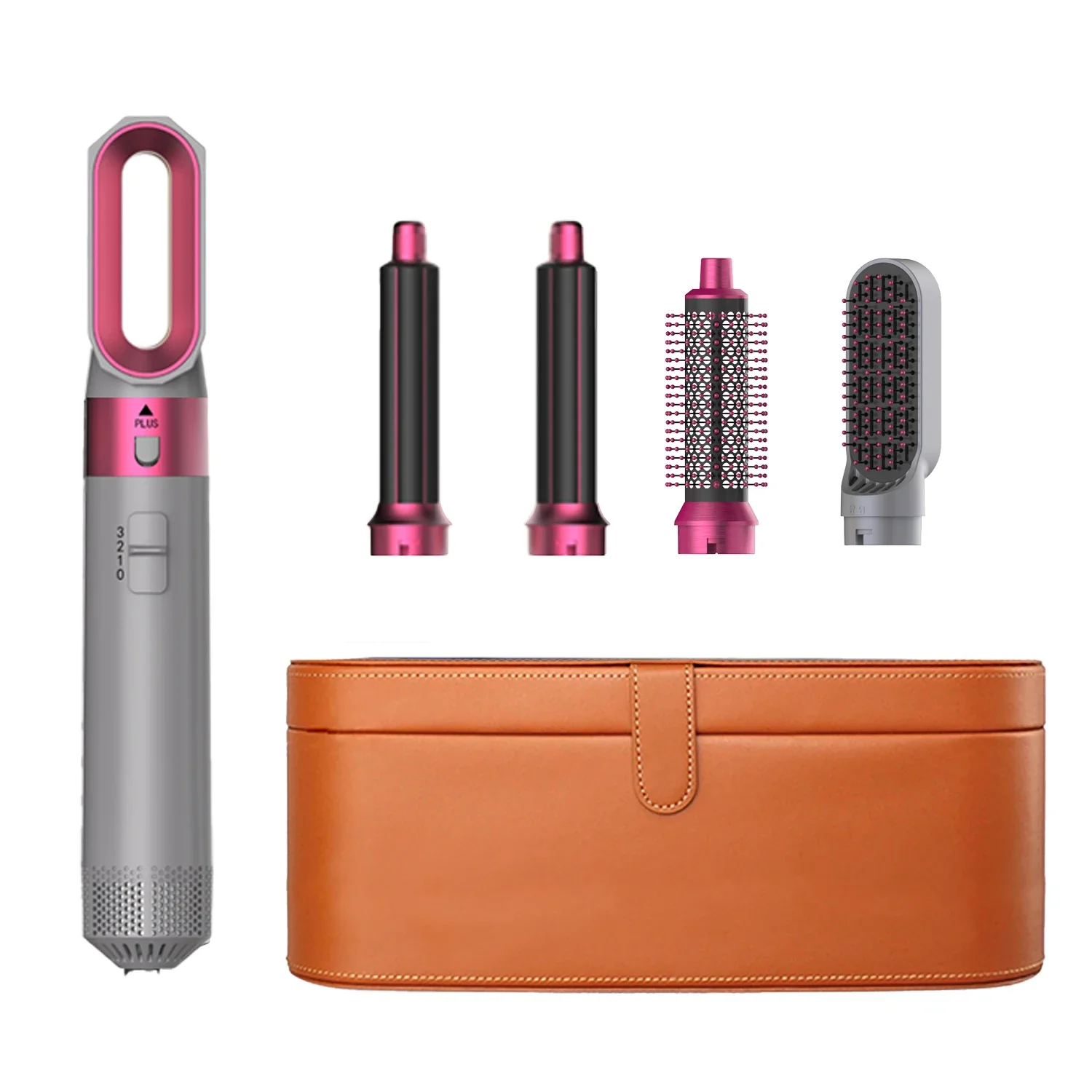 5-in-1-Haartrocknerkamm mit Heißluftbürste und Lockenstab und Haarglätter für Volumen und professionelles Haarstyling: WEISS / EU-Stecker