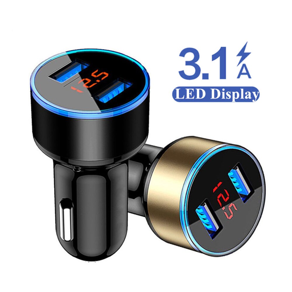 3,1 EIN Dual USB Auto Ladegerät Mit LED-anzeige Universal- praktisch Auto-Ladegerät für Xiaomi Samsung S8 iPhone 6s 7 8 Plus 11 Tablette