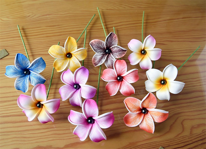 12 piezas de pinzas para el cabello de flores de Plumeria hawaiana, tocados de flores de espuma de playa de 2,4 pulgadas para accesorios para de boda: Gris