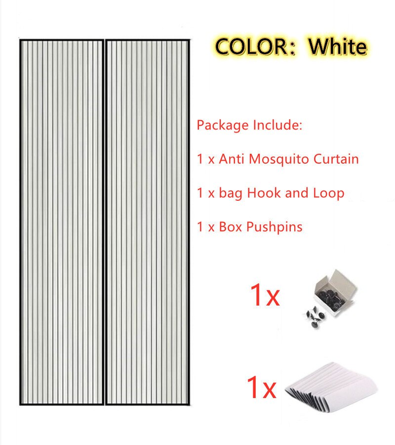 Summer Anti Mosquito Insect Fly Bug Curtains Magnetic Net Mesh Automatic Closing Door Screen Kitchen Curtain screen door: White / 90 x 210cm