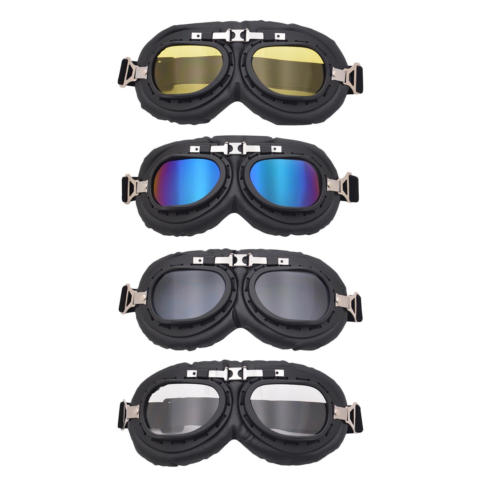 Occhiali da moto Vintage in pelle Climax 513N neri e blu