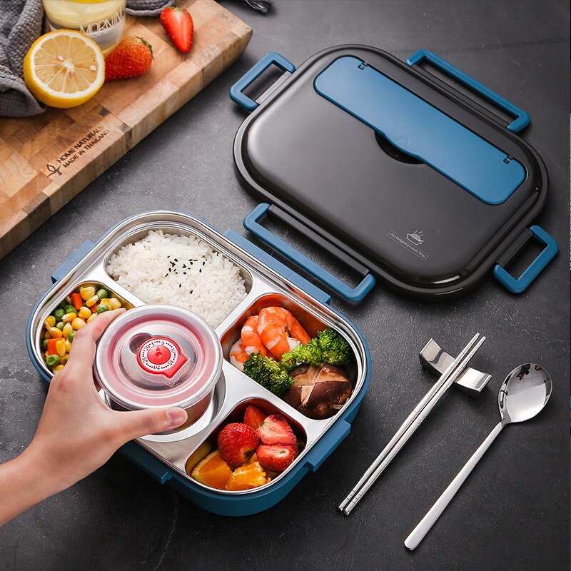 Japanese Lunch Box With Compartment 304 Stainless Steel Bento Box For Kids School Food Container Leak-proof Food Box Thermal