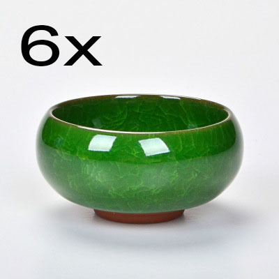 6 stk kung fu tekop sæt knitre glasur rejse kinesisk porcelæn tekop sæt keramisk keramik 30ml xmas: Grøn