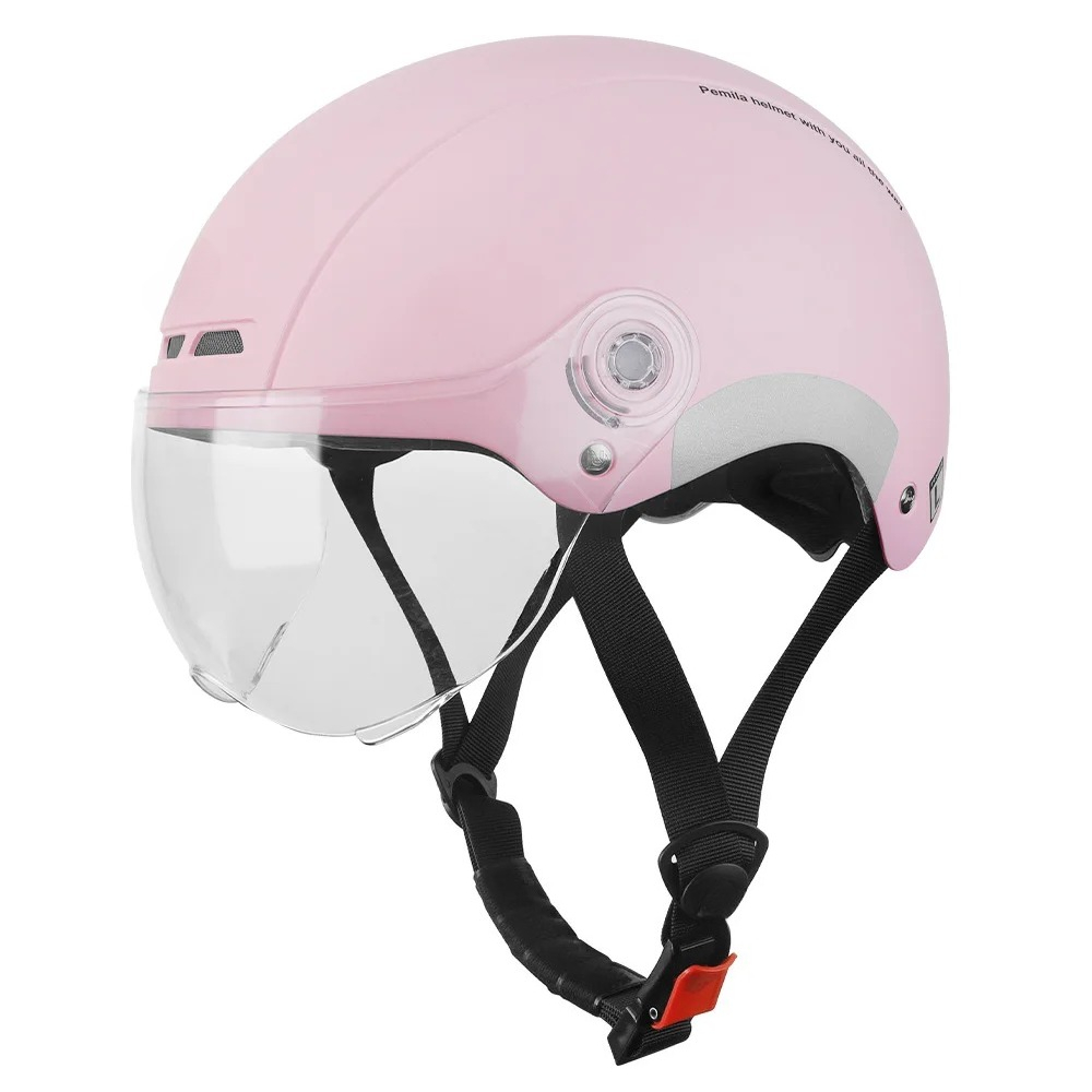 Casco con gafas para patinete eléctrico, pegatina reflectante para bicicleta de montaña o carretera, para adulto: Borgoña