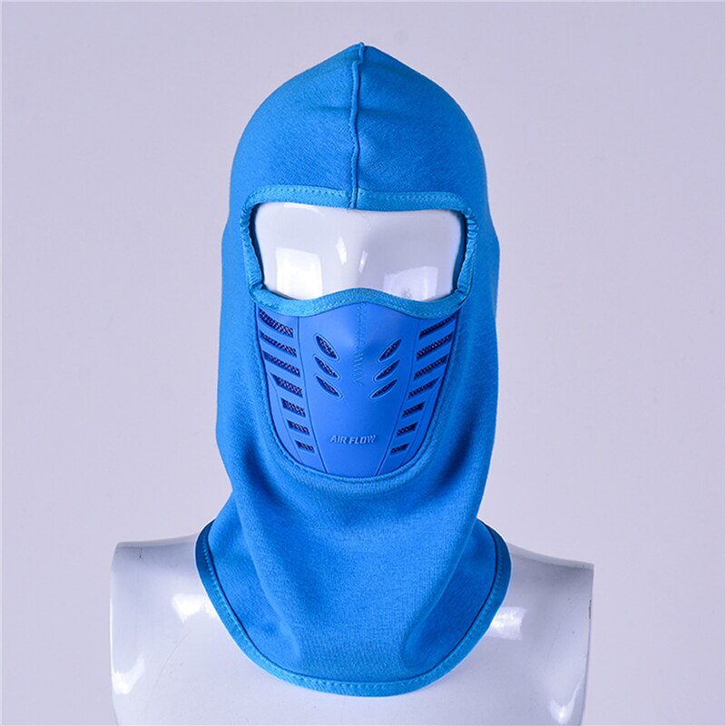 Full Face Winter Face Covers Neck Protection Fleece Thicken Thermal Face Scarf Windproof Warm Face Hat With Ventilate Hole: Light blue