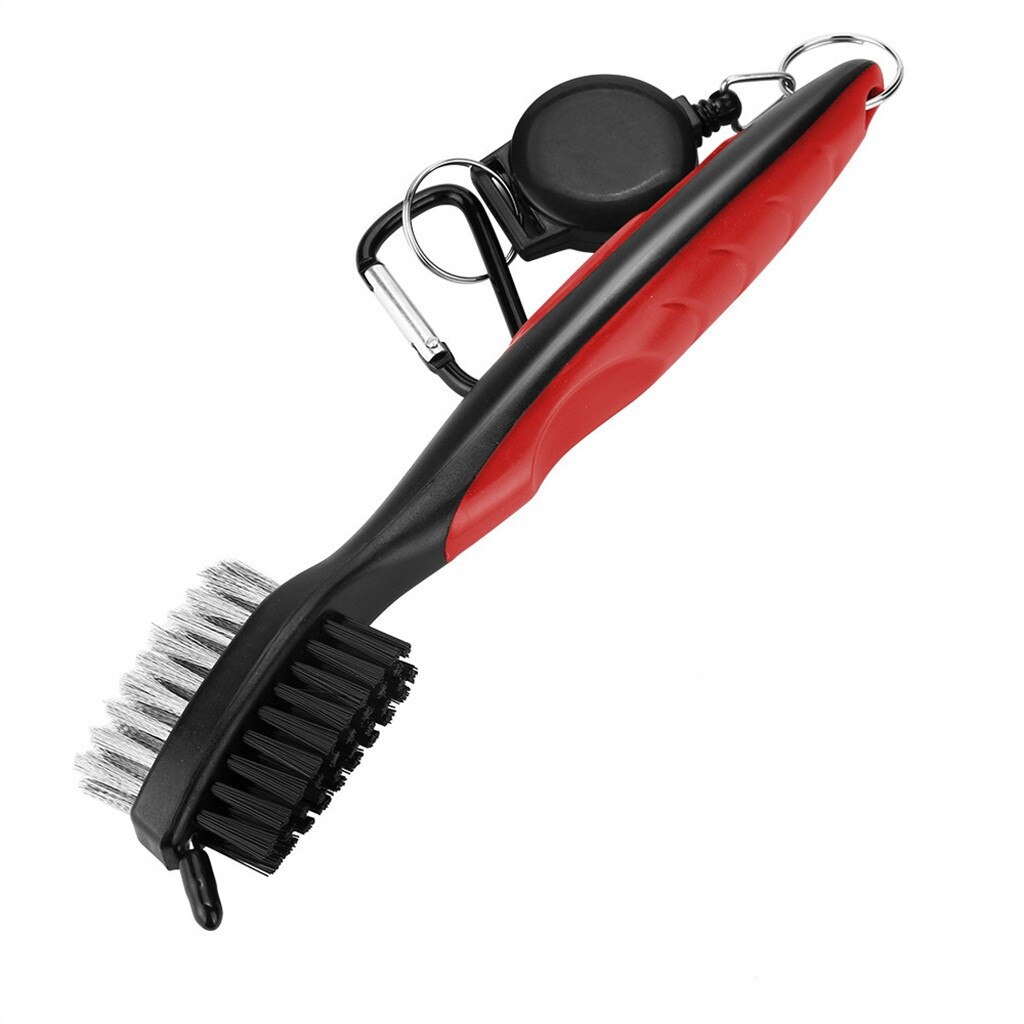 4 pièces Golf brosse de nettoyage Club rainure nettoyant rétractable tyrolienne mousqueton outil de pratique Golf accessoires Golf entraînement aides Fre: Red 