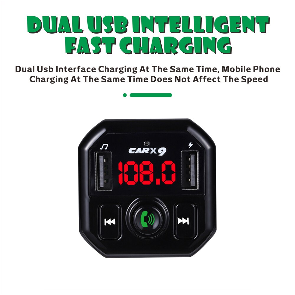Transmisor FM Aux modulador Bluetooth Kit de manos libres para coche, reproductor de Audio MP3 con 3.1A, carga rápida, USB Dual, cargador rápido