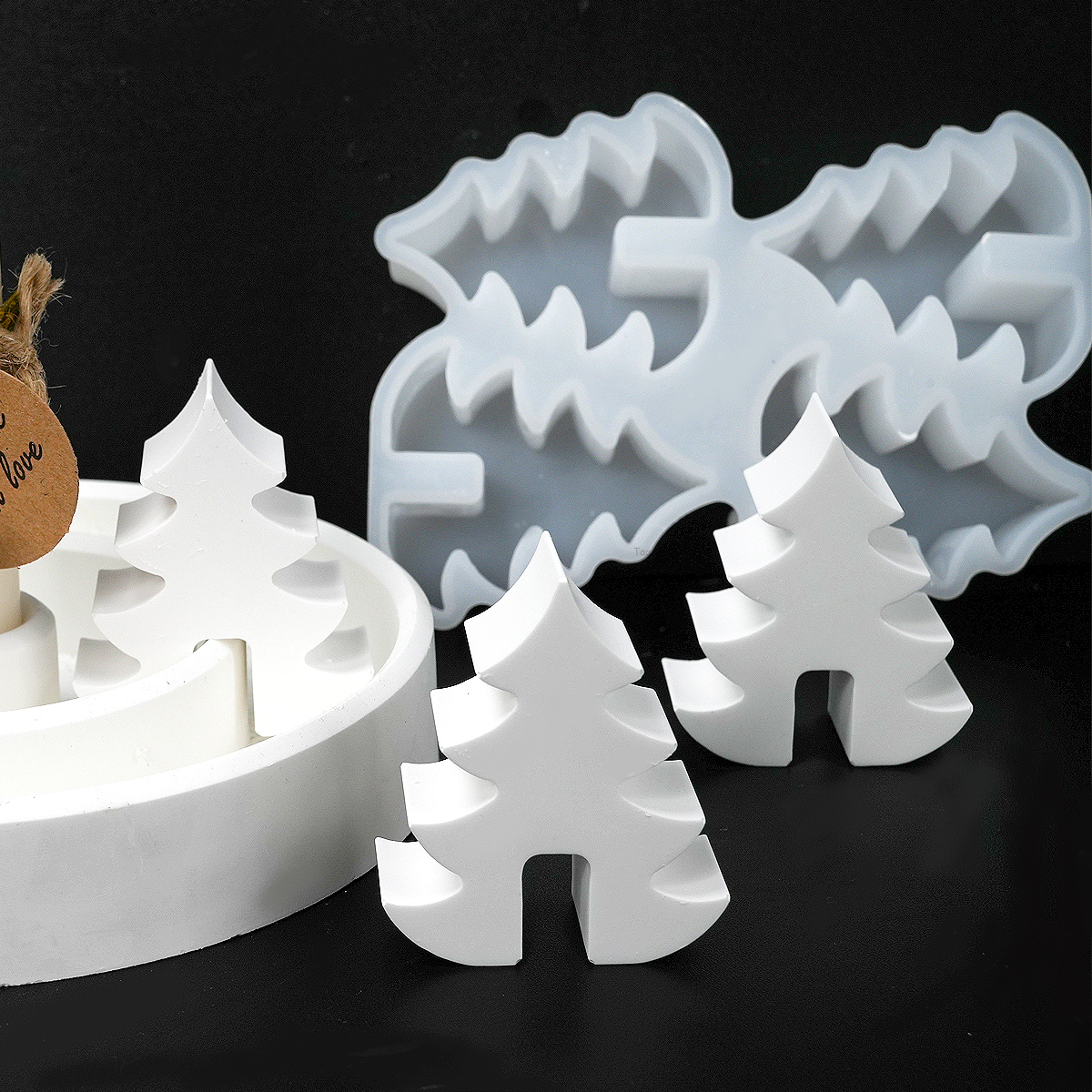 4-gaats kerstboom kandelaar siliconen mal DIY handgemaakte aromath kaars mallen gips hars kaarshouder ambachten maken gereedschap