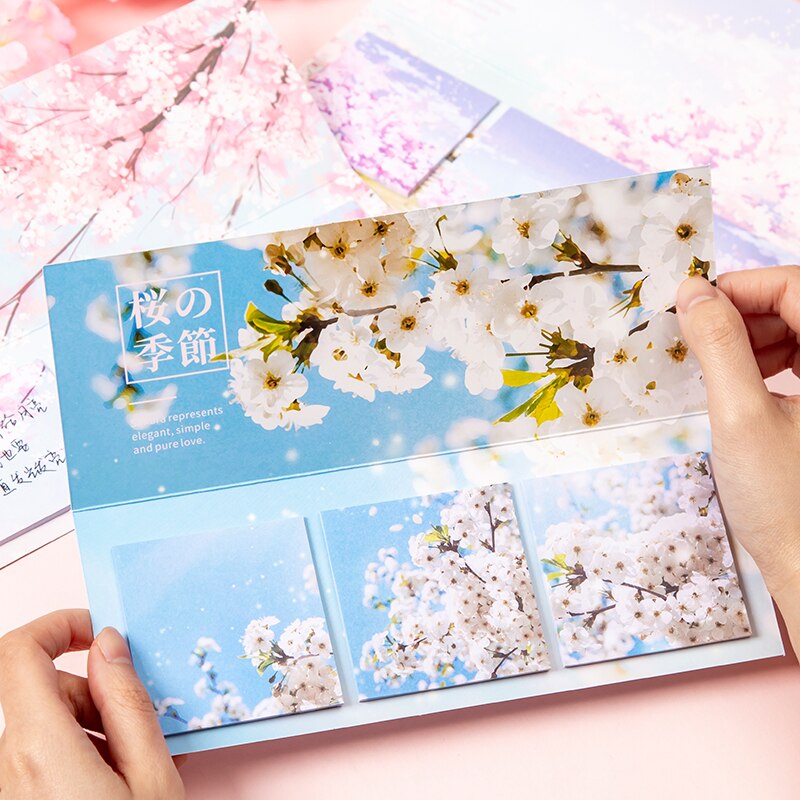 COO NOTE 60 Pages Romantic cherry blossom notes Sticky Memo Pad School Stationery Supplies
