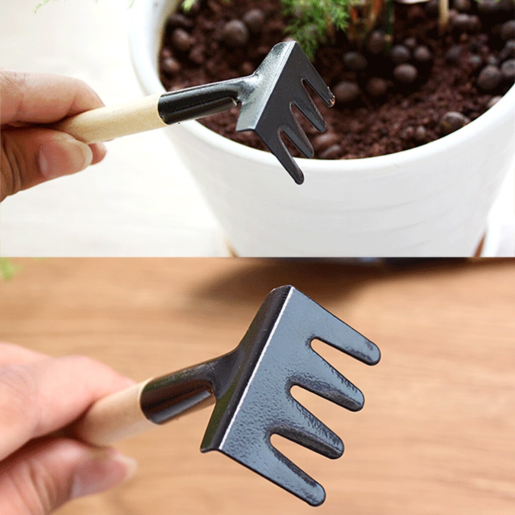 Mini Garden Shovel Trowel 3 Piece Stainless Steel Garden Tool Set Wood Handle Shovel Trowel Gardening Tool Set Combination