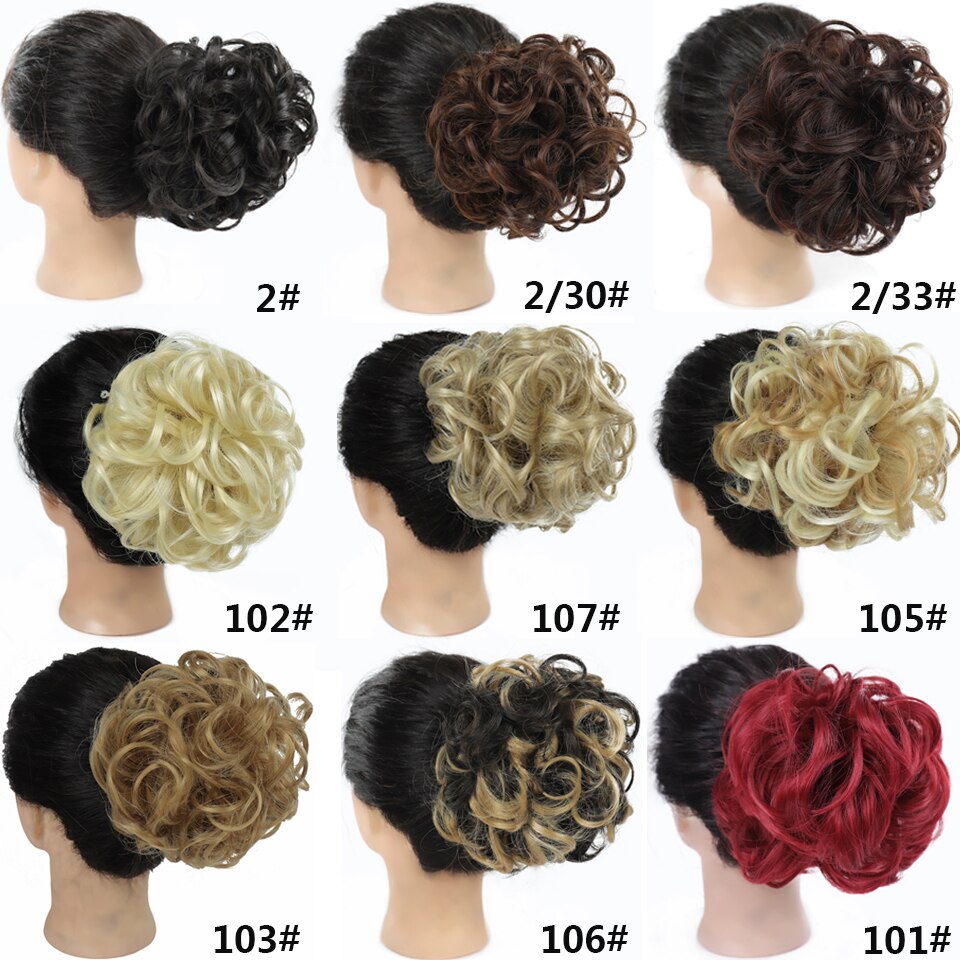 Shangke hår bolle klipp i hårforlengelse til plast kam krøllete hår chignon syntetisk hår rotete chignon til kvinner bryllup