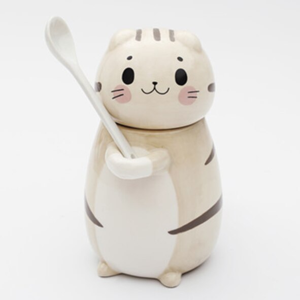 Ceramic Cute Cartoon Cat Coffee Mug Set Animal Breakfast Milk Tea Cup With Dessert Tray Office Drinkware Novelty: M