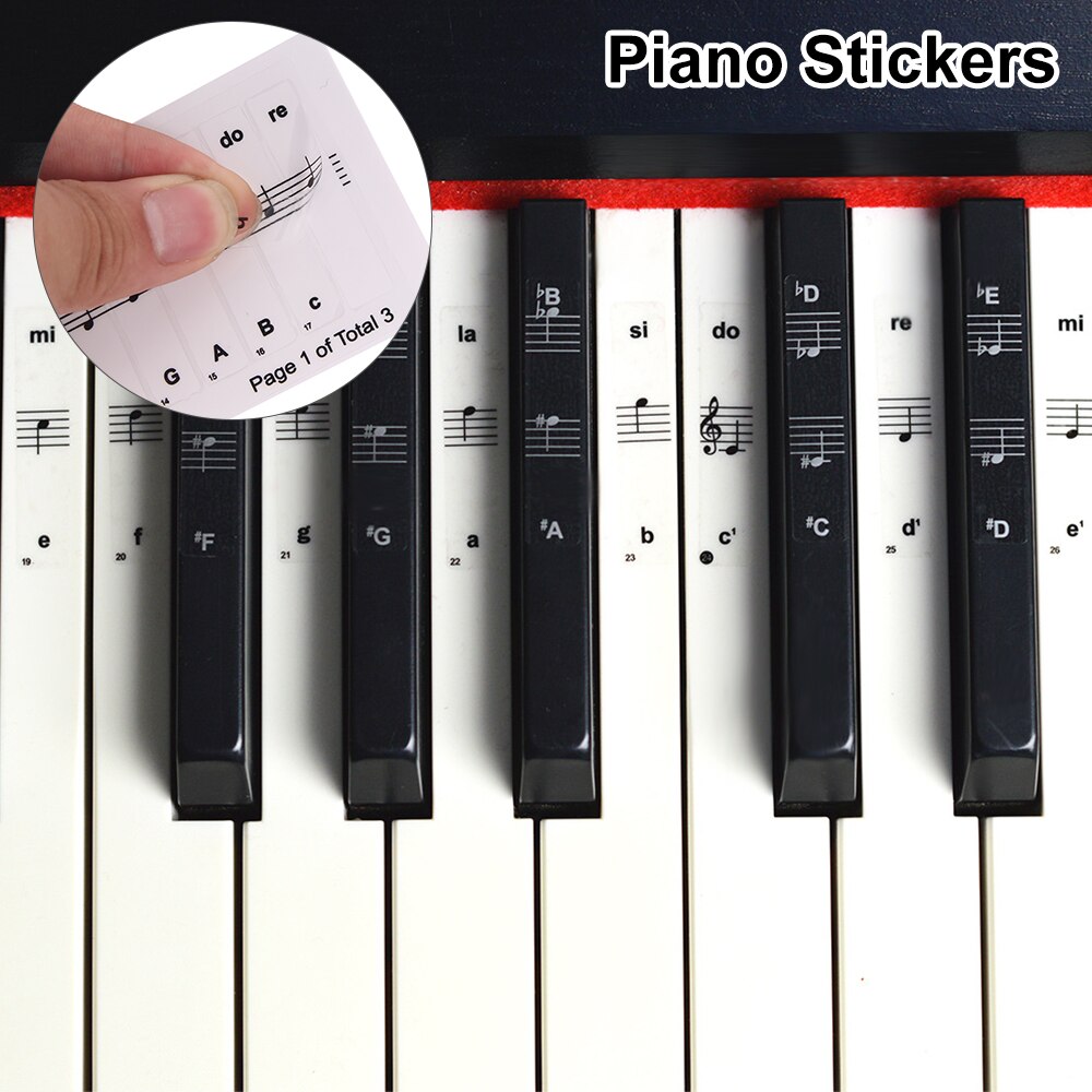 88/61/54/37/32 Piano Keyboard Sticker Key Electronic Keyboard Piano Sticker Key Piano Stave Note Sticker for White Keys