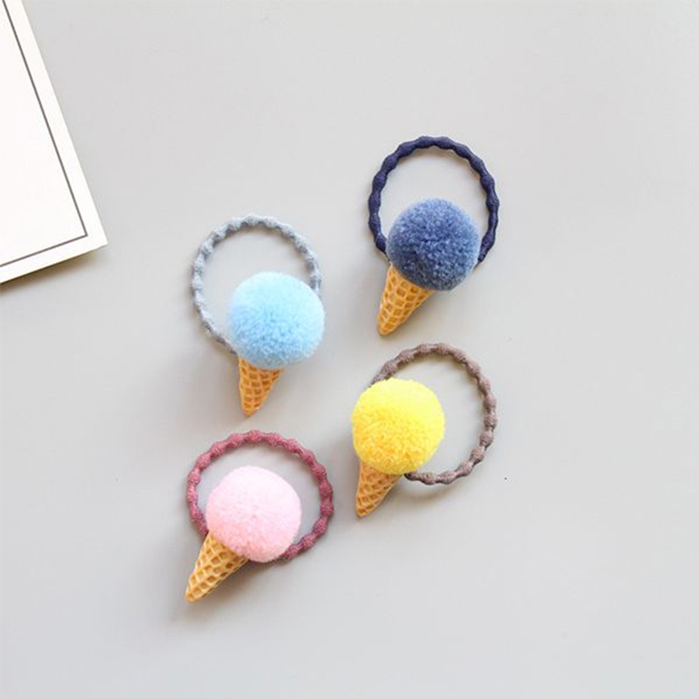 1PC Verstelbare Elastische Ijs Paardenstaart Houder voor Meisjes Kids Faux Fur Pom Hair Ties Snoep Kleuren Rubber bands
