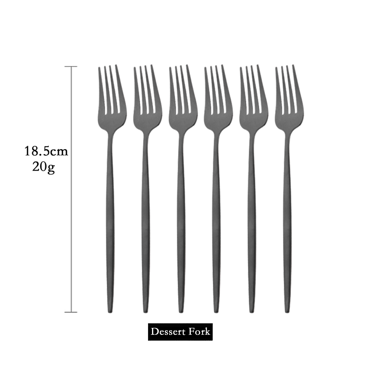 Juego de cubiertos de acero inoxidable para cocina, cubertería negra mate de 6 piezas, cuchara de hielo, tenedor, cuchillo de postre: Azul