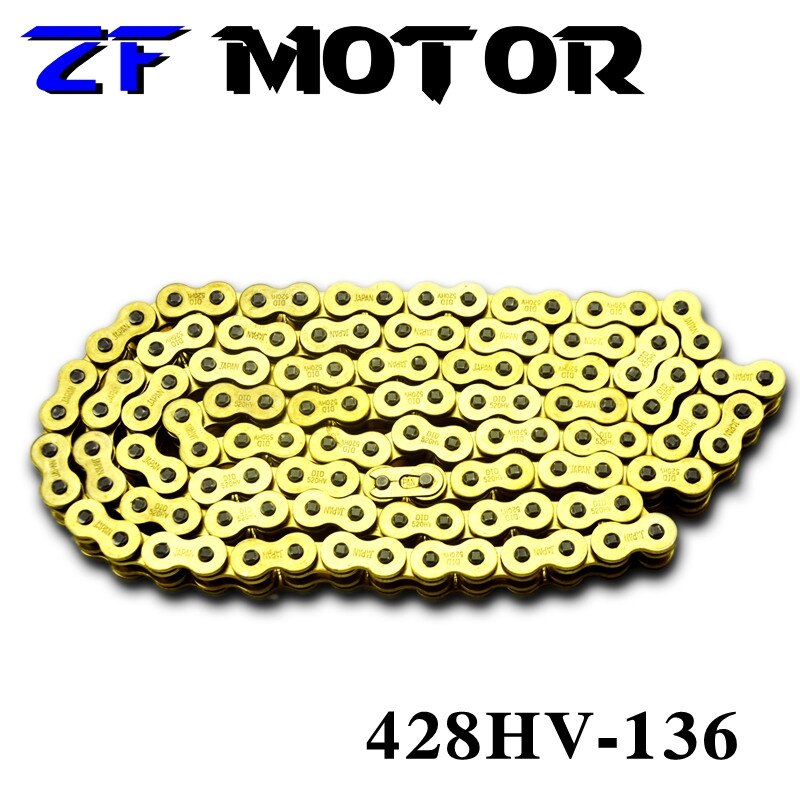 Cadena de 428 HV X 136 eslabones de motocicleta dorada/Cadena de MOTOCROSS cadenas de motocicleta