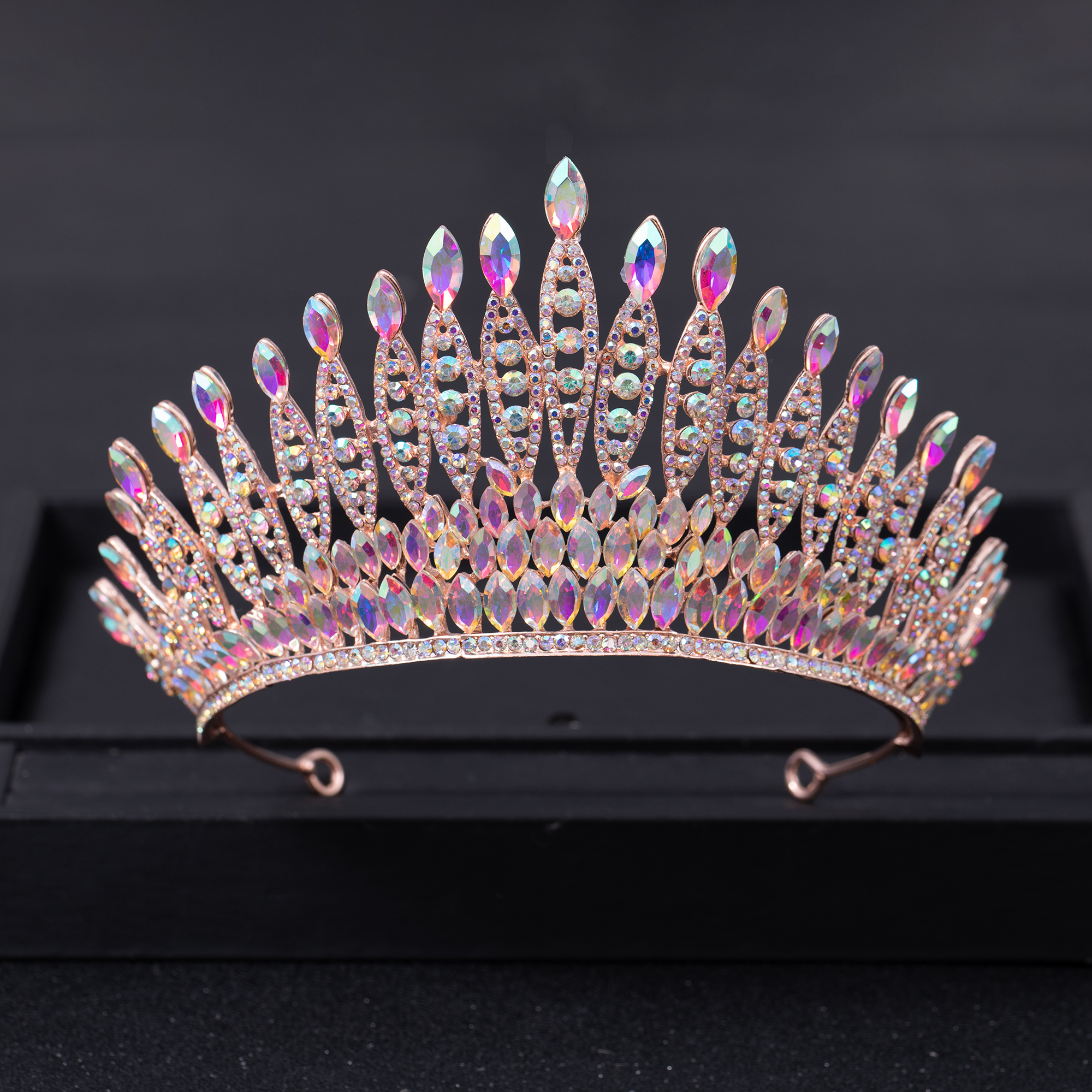 Tiara de corona grande de Reina de cristal de Color plateado, Tiaras de boda con diamantes de imitación, coronas para desfile de graduación, accesorios para el cabello de novia, joyería: Color oro puro